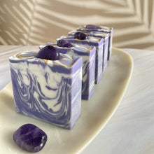 Luxury Artisanal Handmade Soap，Gemstone Collection – Amethyst – Lavender & Ylang Ylang Scent – with Silk - Tammi Home