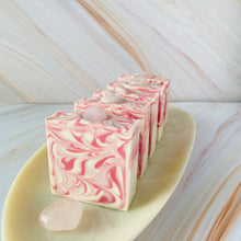 Luxury Artisanal Handmade Soap，Gemstone Collection – Rose Quartz – Pink Champagne Scent – with Silk - Tammi Home