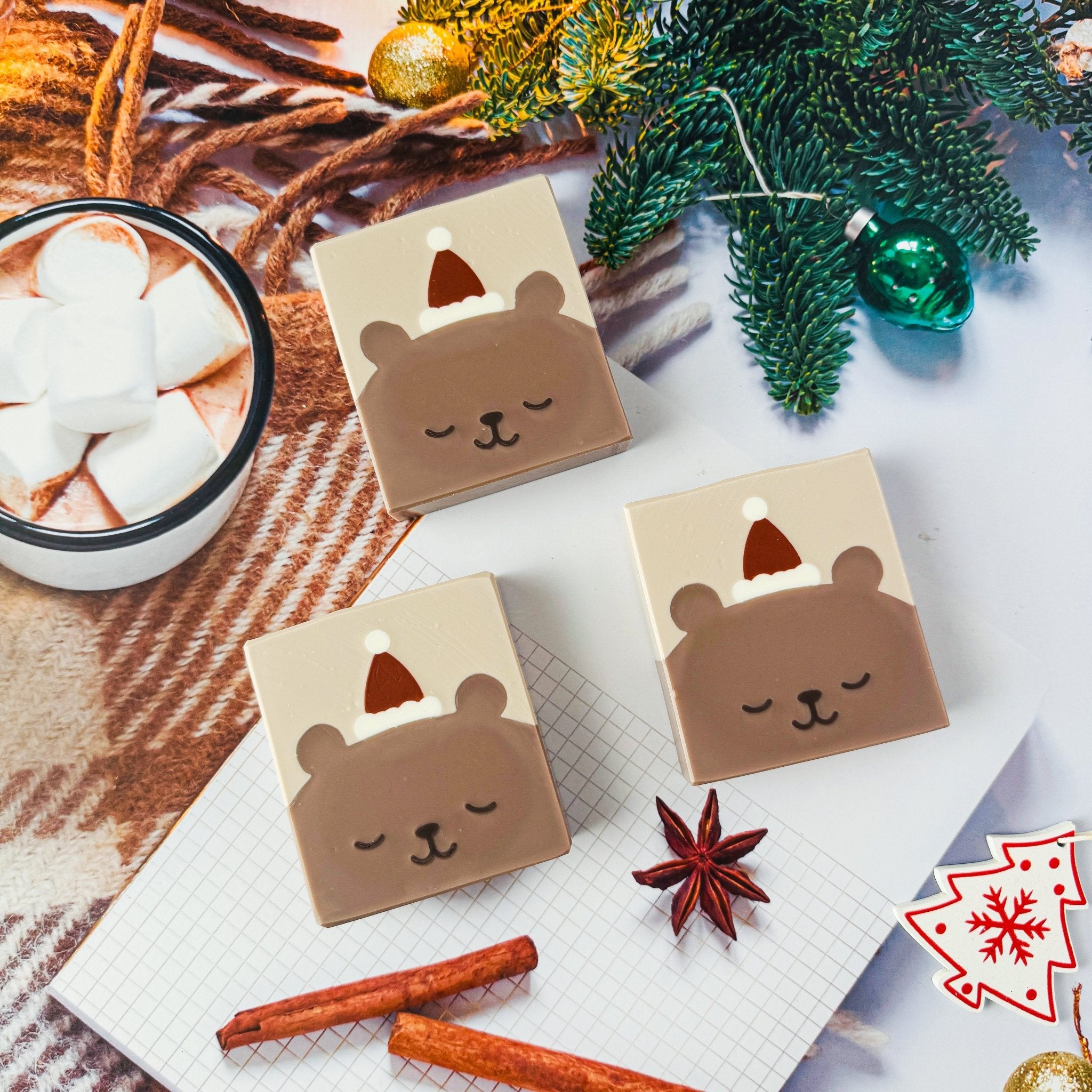 Handmade Artisan Christmas Soap | Merry Bear | Orange & Cinnamon Scent - Tammi Home