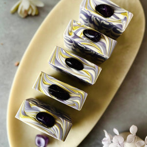 Luxury Artisanal Handmade Soap | Amethyst Gemstone with Silk | Lavender & Ylang Ylang Scent - Tammi Home