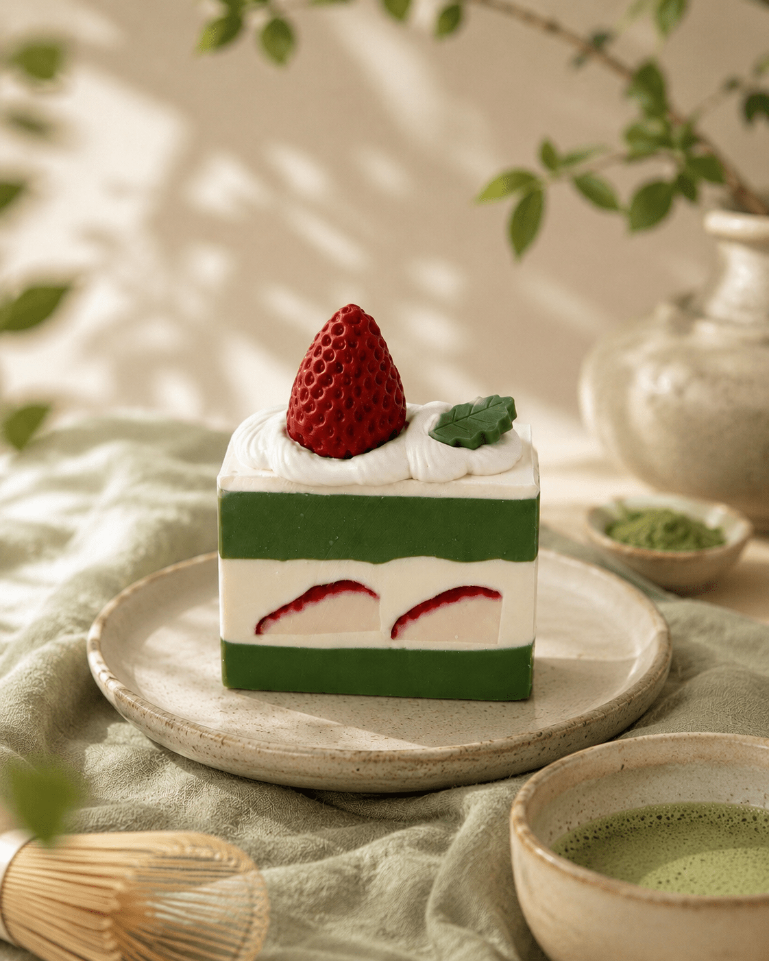 Strawberry Matcha Slice – Matcha Latte Scent | Handmade Artisan Soap - Tammi Home