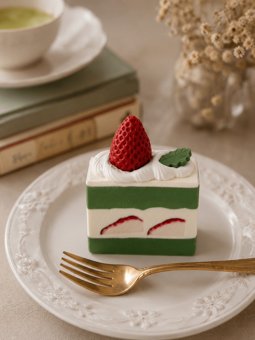 Strawberry Matcha Slice – Matcha Latte Scent | Handmade Artisan Soap - Tammi Home